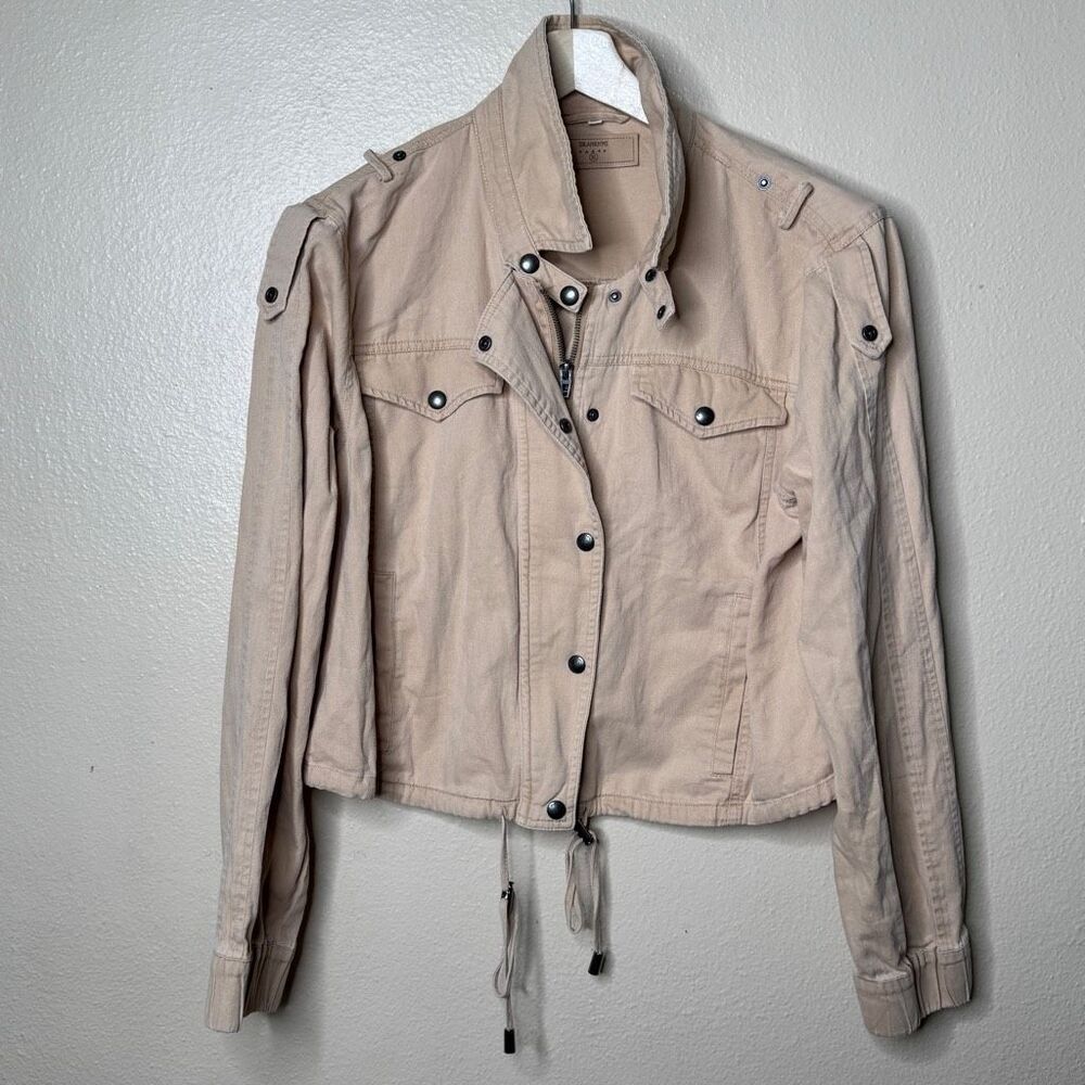 Blank NYC Beige Drawstring Military-Style Jacket